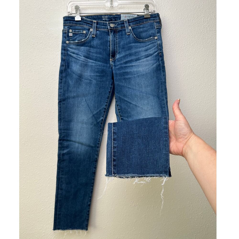 AG women’s The Stilt cigarette leg jeans medium wash US 29 raw hem